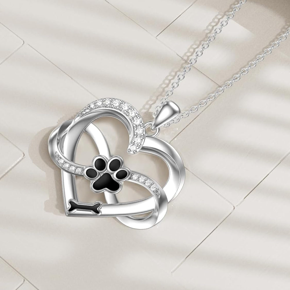 Infinity Heart & Paw naszyjnik z 925 srebra z cyrkoniami – Sulzer