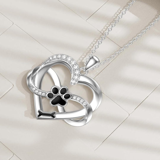 Infinity Heart & Paw naszyjnik z 925 srebra z cyrkoniami – Sulzer