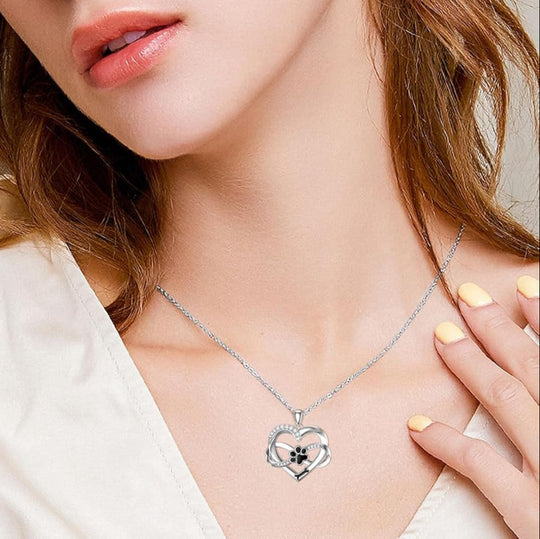 Infinity Heart & Paw naszyjnik z 925 srebra z cyrkoniami – Sulzer