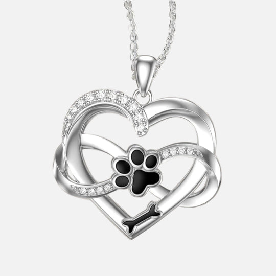 Infinity Heart & Paw naszyjnik z 925 srebra z cyrkoniami – Sulzer