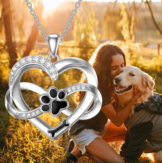Infinity Heart & Paw naszyjnik z 925 srebra z cyrkoniami – Sulzer