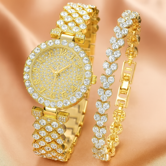 Zestaw zegarka i bransoletki Luxe Radiance Gold | Złoto