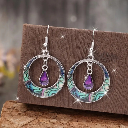 Wielokolorowe kolczyki koła Purple Drop