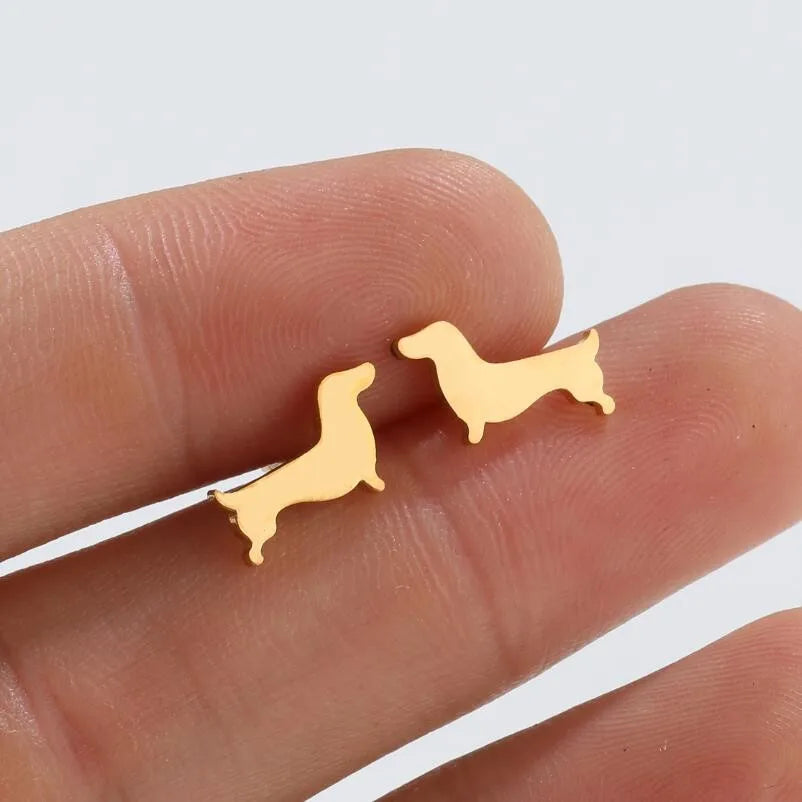 Dachshund - Kolczyki sztyfty - Uthman | Złoto i srebro