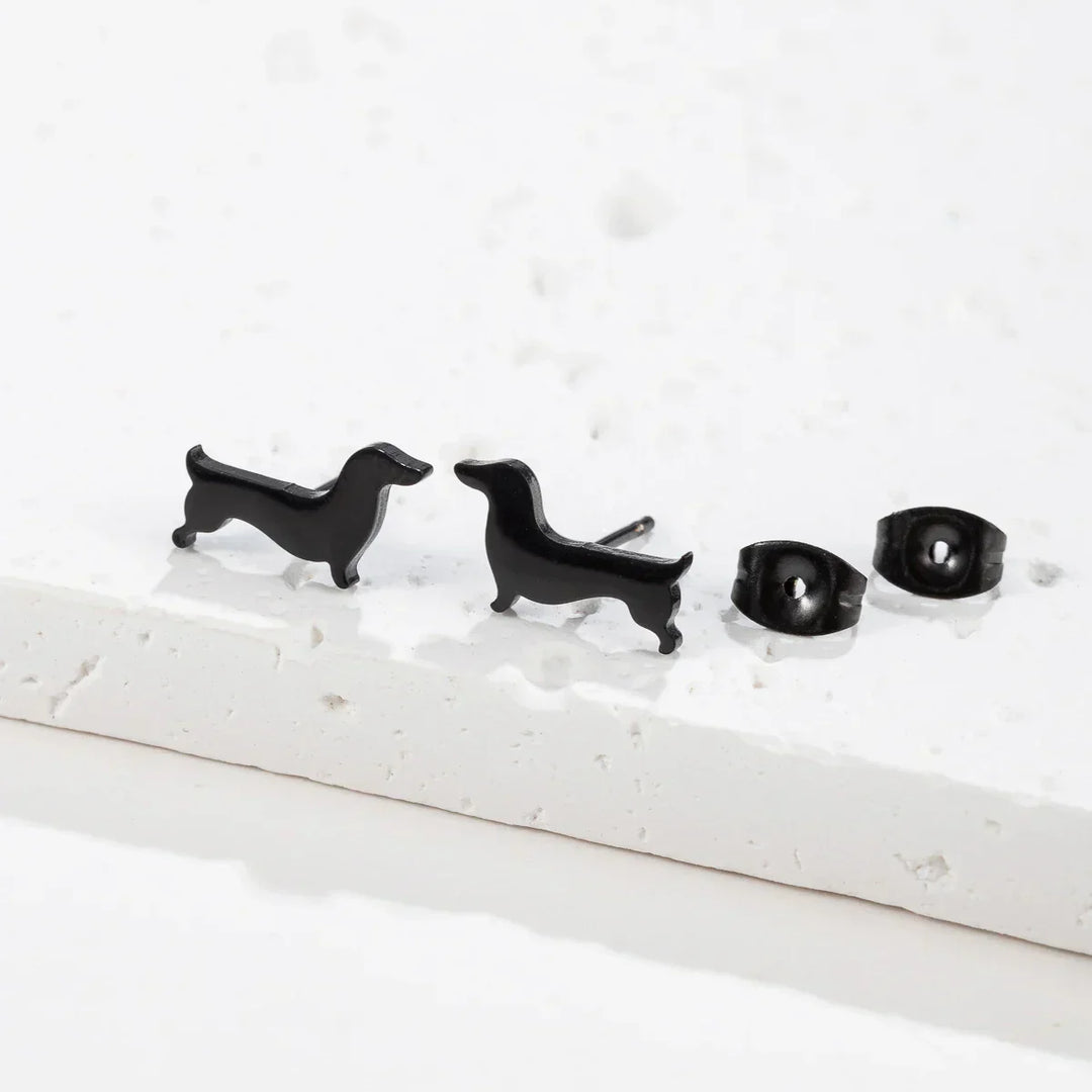 Dachshund - Kolczyki sztyfty - Uthman | Złoto i srebro