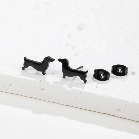 Dachshund - Kolczyki sztyfty - Uthman | Złoto i srebro