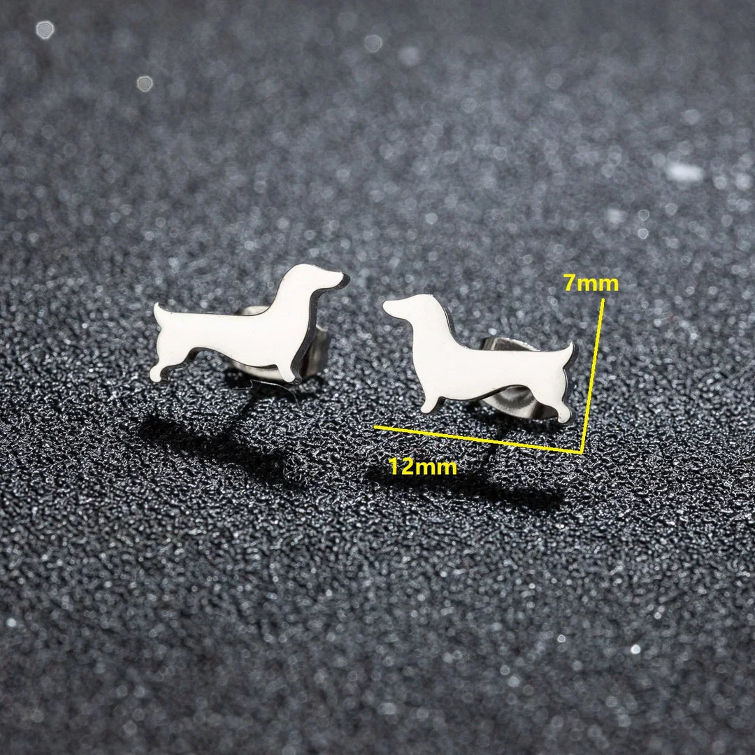 Dachshund - Kolczyki sztyfty - Uthman | Złoto i srebro