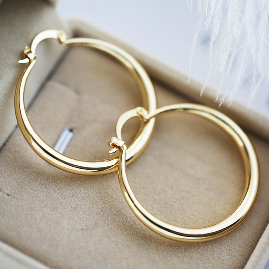 Vintage złote kolczyki hoop