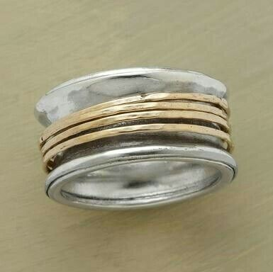 Goldener Fadenring w kolorze Vintage-Silber
