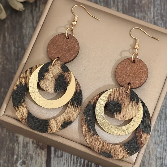 Vintageowe kolczyki koła z cętkowanym wzorem