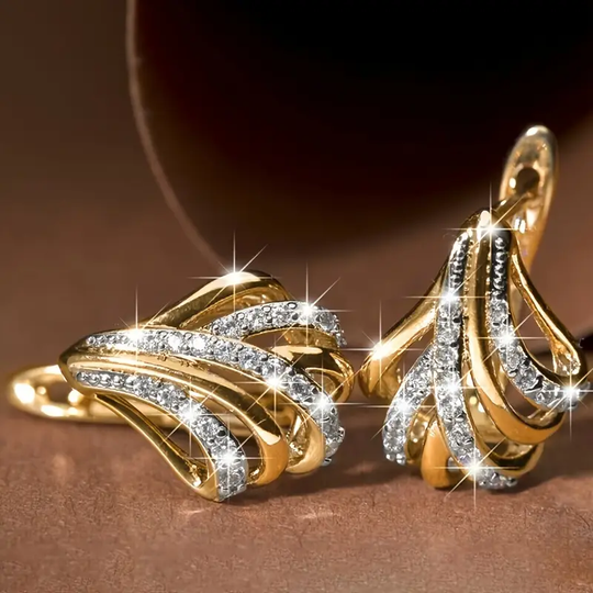 Eleganckie Jasne Złote Nieuporządkowane Kolczyki