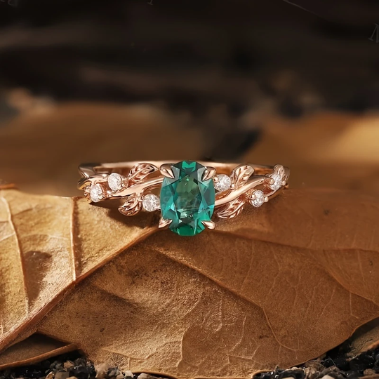 Zielony Różowy Kryształowy Pierścień