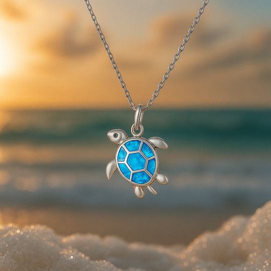 Srebrny naszyjnik z wężem z niebieskiego opalu