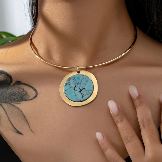 Turkusowy okrągły naszyjnik