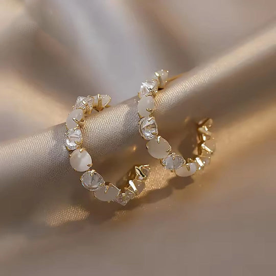 Kolczyki Hoop Bright White Stone
