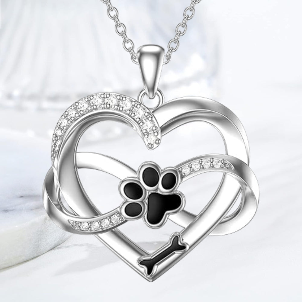 Infinity Heart & Paw naszyjnik z 925 srebra z cyrkoniami – Sulzer