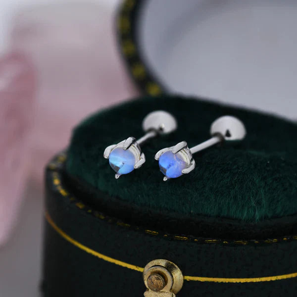 Kolczyki z księżycowym kamieniem w srebrze sterlingowym