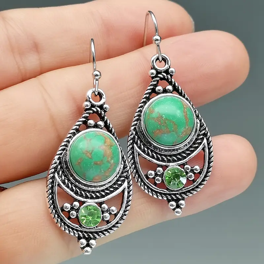 Zielone Kolczyki z Mandalą z Kamienia
