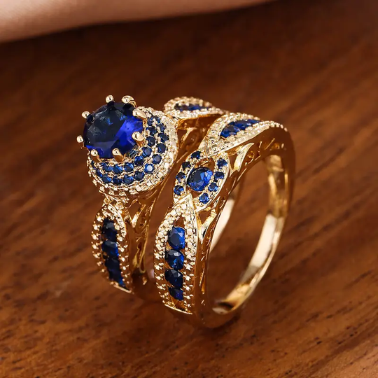 Zestaw Pierścionków z Niebieskiej Cyrkonii