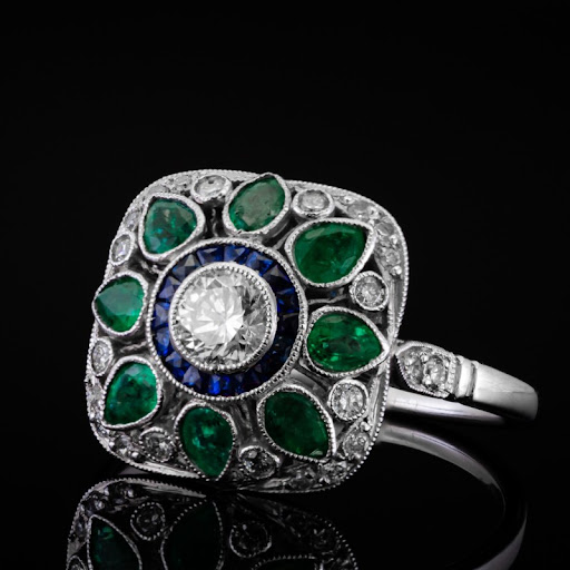 Kolorowy Zielony Kryształ Jasny Pierścień