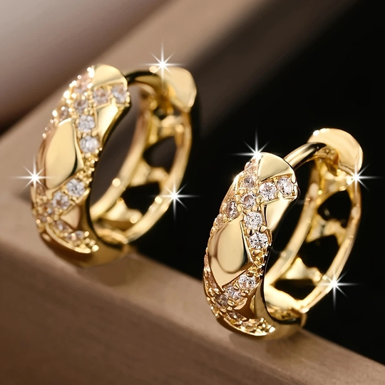 Hollow Sparkling Golden Hoop Earrings